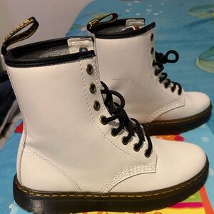 Dr. Martens White Lace-Up Boots with Black Soles